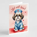 Shih Tzu Get Well Soon Greeting Cards Pack of 8 Blank Cards with Envelopes Whimsical A7 Size 5x7
