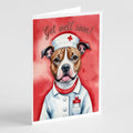Staffordshire Bull Terrier Get Well Soon Greeting Cards Pack of 8 Blank Cards with Envelopes Whimsical A7 Size 5x7