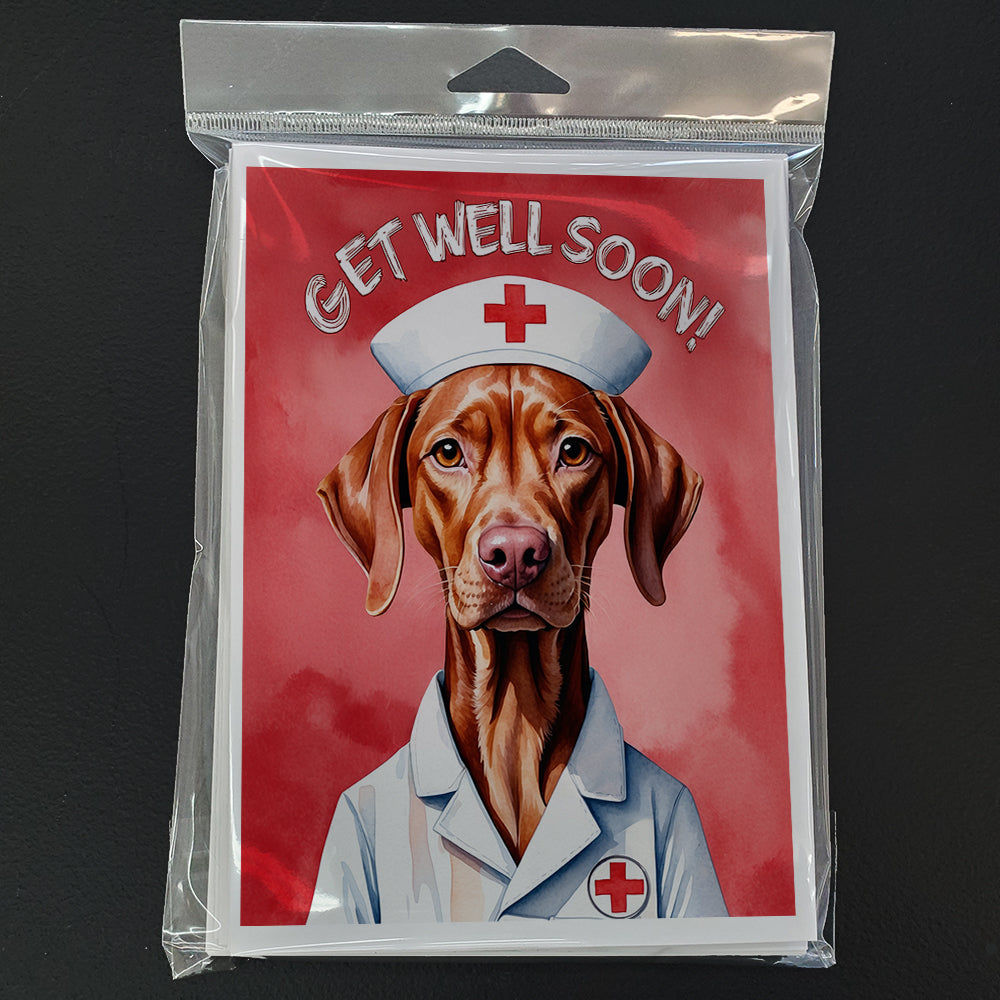 Vizsla Get Well Soon Greeting Cards Pack of 8 Blank Cards with Envelopes Whimsical A7 Size 5x7