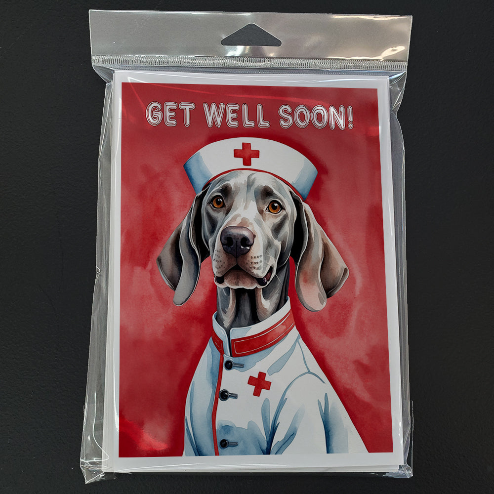 Weimaraner Get Well Soon Greeting Cards Pack of 8 Blank Cards with Envelopes Whimsical A7 Size 5x7