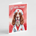 Welsh Springer Spaniel Get Well Soon Greeting Cards Pack of 8 Blank Cards with Envelopes Whimsical A7 Size 5x7