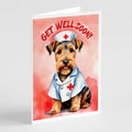 Welsh Terrier Get Well Soon Greeting Cards Pack of 8 Blank Cards with Envelopes Whimsical A7 Size 5x7