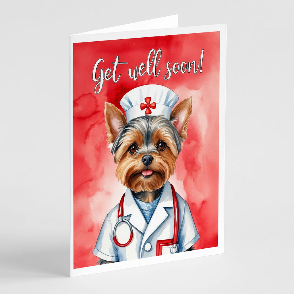 Yorkshire Terrier Get Well Soon Greeting Cards Pack of 8 Blank Cards with Envelopes Whimsical A7 Size 5x7