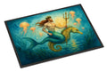 Neptune Sea God Seahorse Ocean Fantasy Merman Art Doormat Indoor Outdoor 18H X 27W Front Door Mat Rugs for Entryway, Non Slip Washable