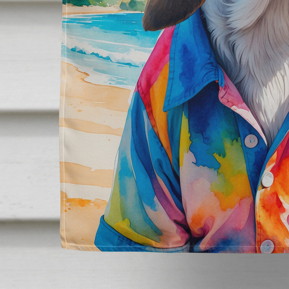 Basset Hound Summer Beach Time House Flag 28x40 Porch Sleeve Pole Decorative Outside Yard Banner Artwork Wall Hanging, Polyester