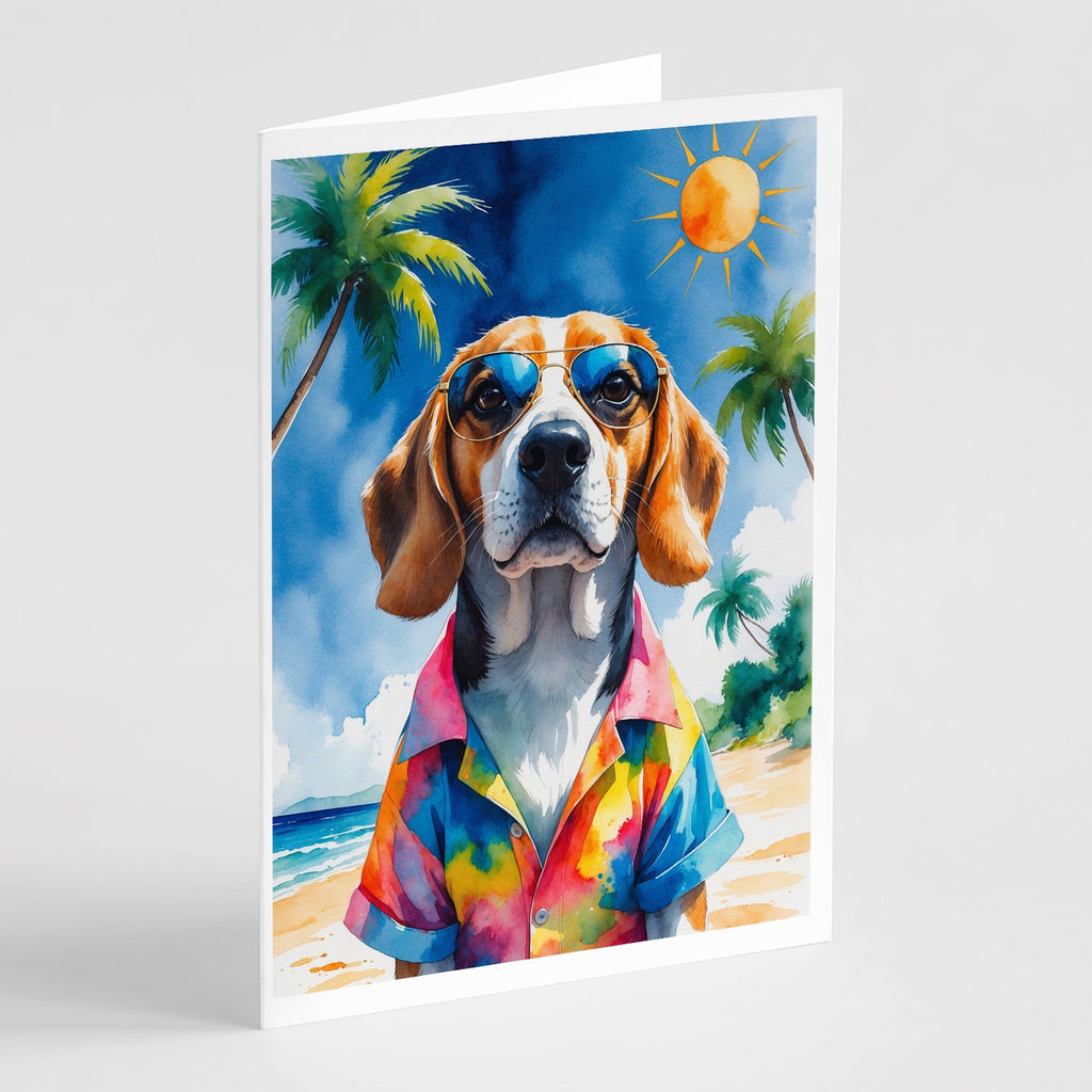 Beagle Summer Beach Time Greeting Cards Pack of 8 Blank Cards with Envelopes Whimsical A7 Size 5x7
