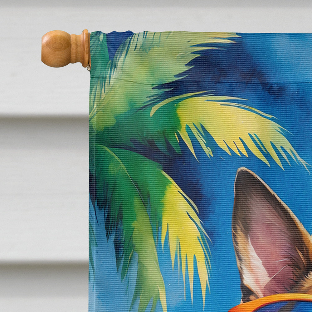 Red Boston Terrier Summer Beach Time House Flag 28x40 Porch Sleeve Pole Decorative Outside Yard Banner Artwork Wall Hanging, Polyester