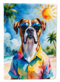 Boxer Summer Beach Time House Flag 28x40 Porch Sleeve Pole Decorative Outside Yard Banner Artwork Wall Hanging, Polyester
