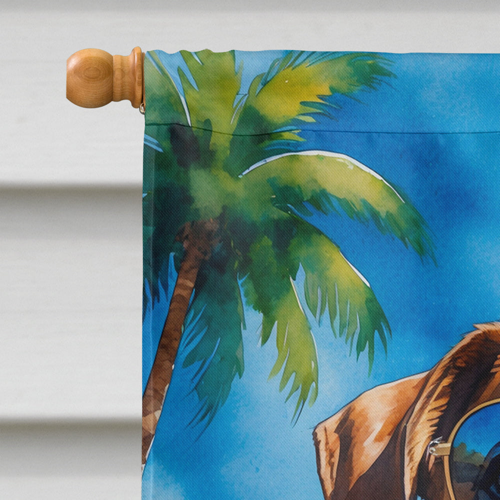 Boxer Summer Beach Time House Flag 28x40 Porch Sleeve Pole Decorative Outside Yard Banner Artwork Wall Hanging, Polyester