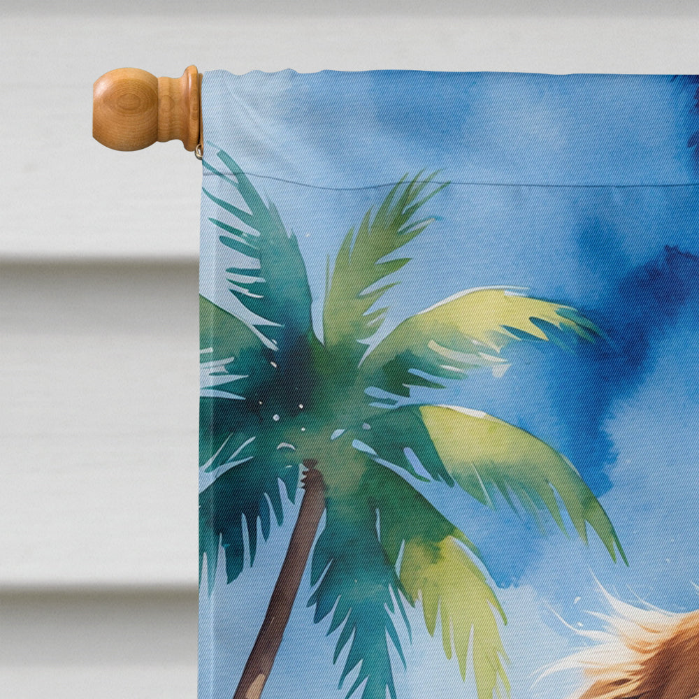 Cavalier Spaniel Summer Beach Time House Flag 28x40 Porch Sleeve Pole Decorative Outside Yard Banner Artwork Wall Hanging, Polyester