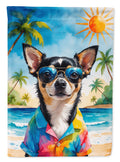 Black and Tan Chihuahua Summer Beach Time House Flag 28x40 Porch Sleeve Pole Decorative Outside Yard Banner Artwork Wall Hanging, Polyester