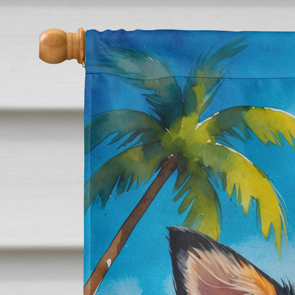 Black and Tan Chihuahua Summer Beach Time House Flag 28x40 Porch Sleeve Pole Decorative Outside Yard Banner Artwork Wall Hanging, Polyester