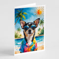 Black and Tan Chihuahua Summer Beach Time Greeting Cards Pack of 8 Blank Cards with Envelopes Whimsical A7 Size 5x7