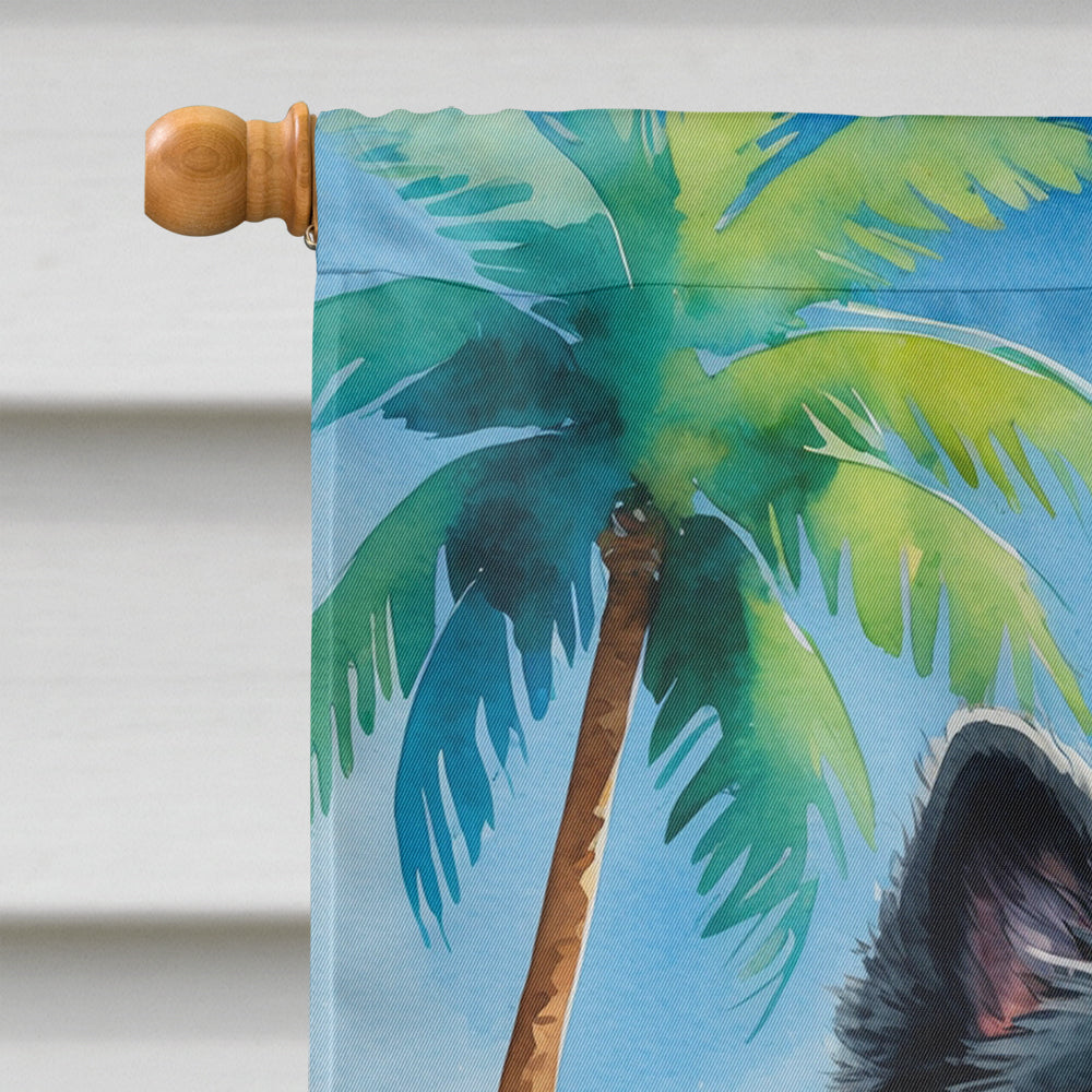 Black Chow Chow Summer Beach Time House Flag 28x40 Porch Sleeve Pole Decorative Outside Yard Banner Artwork Wall Hanging, Polyester