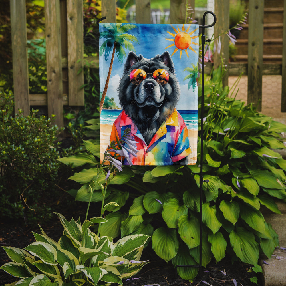 Black Chow Chow Summer Beach Time Garden Flag Mailbox Decorative Yard Banner Outside Patio Artwork for Flower Beds, Garden Size, Multicolor