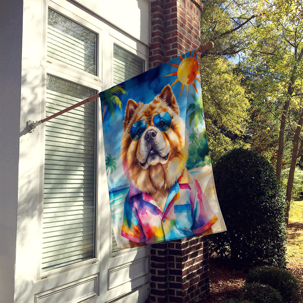 Chow Chow Summer Beach Time House Flag 28x40 Porch Sleeve Pole Decorative Outside Yard Banner Artwork Wall Hanging, Polyester
