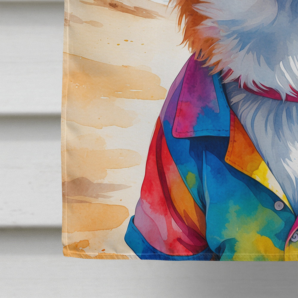Corgi Summer Beach Time House Flag 28x40 Porch Sleeve Pole Decorative Outside Yard Banner Artwork Wall Hanging, Polyester