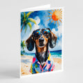 Dachshund Summer Beach Time Greeting Cards Pack of 8 Blank Cards with Envelopes Whimsical A7 Size 5x7
