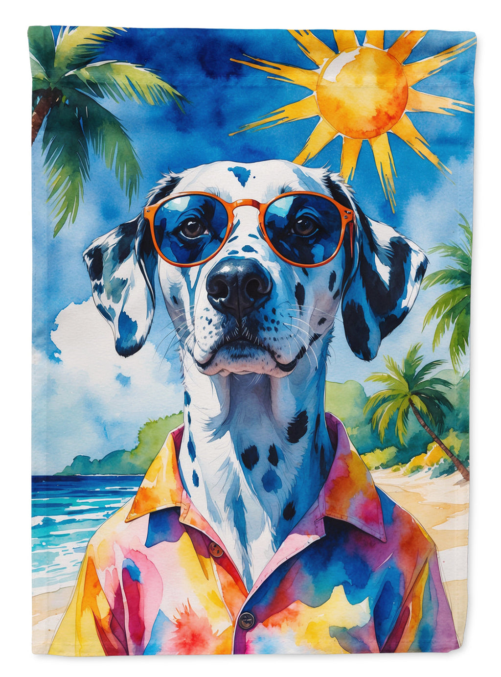 Dalmatian Summer Beach Time House Flag 28x40 Porch Sleeve Pole Decorative Outside Yard Banner Artwork Wall Hanging, Polyester