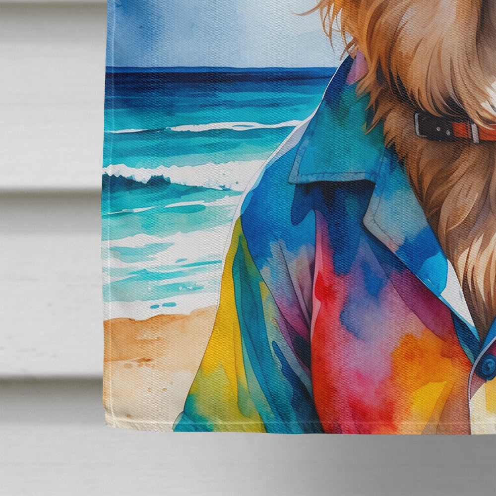 German Shepherd Summer Beach Time House Flag 28x40 Porch Sleeve Pole Decorative Outside Yard Banner Artwork Wall Hanging, Polyester