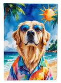 Golden Retriever Summer Beach Time House Flag 28x40 Porch Sleeve Pole Decorative Outside Yard Banner Artwork Wall Hanging, Polyester