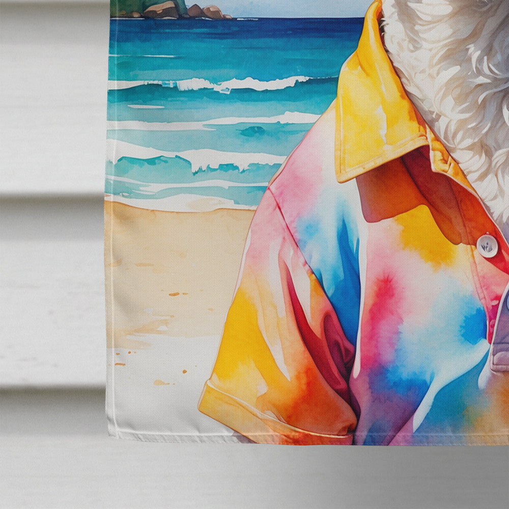 Labradoodle Summer Beach Time House Flag 28x40 Porch Sleeve Pole Decorative Outside Yard Banner Artwork Wall Hanging, Polyester