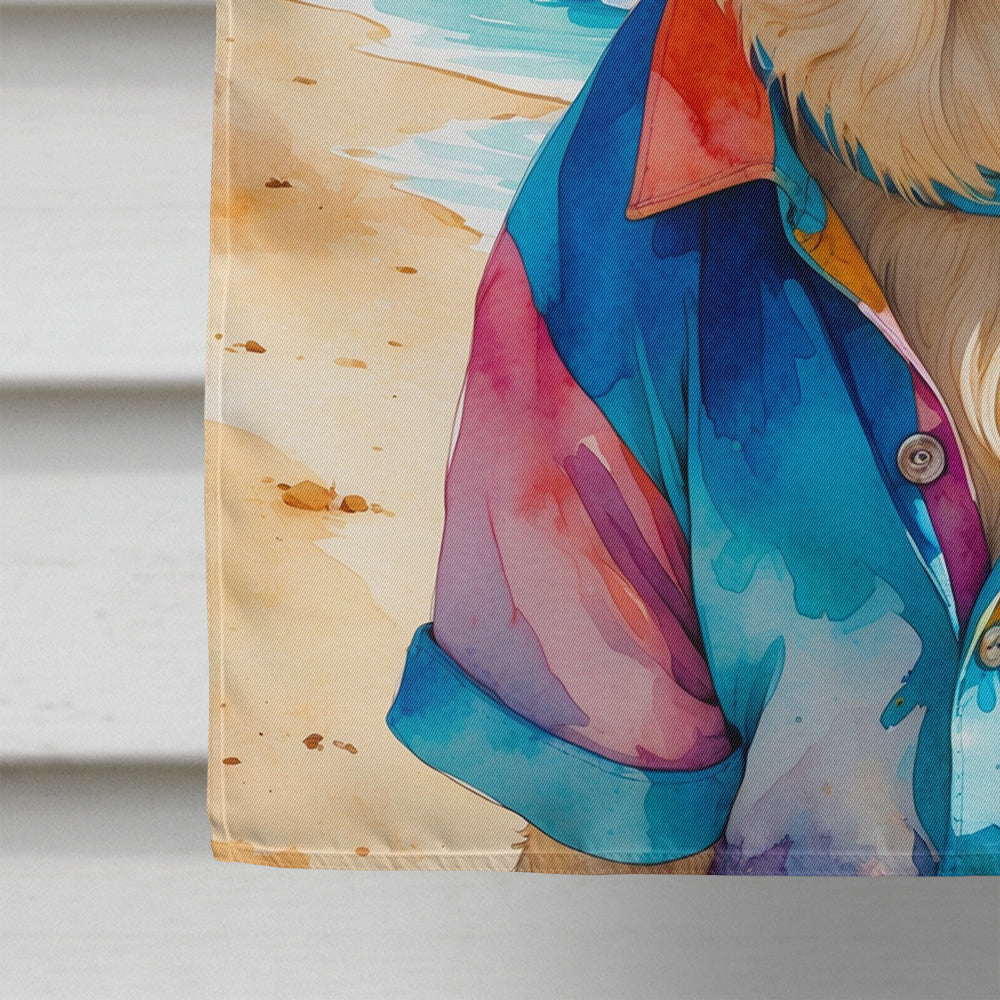 Yellow Labrador Retriever Summer Beach Time House Flag 28x40 Porch Sleeve Pole Decorative Outside Yard Banner Artwork Wall Hanging, Polyester