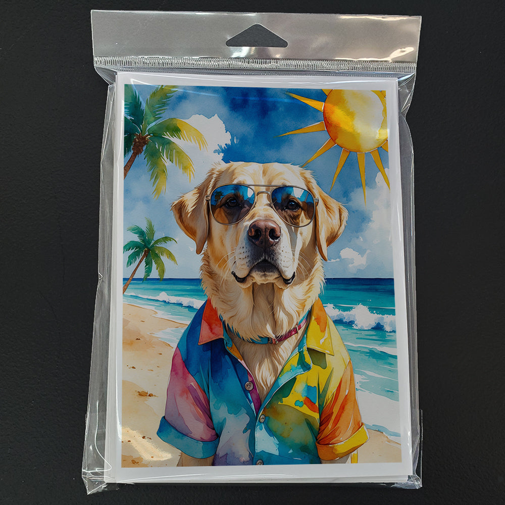 Yellow Labrador Retriever Summer Beach Time Greeting Cards Pack of 8 Blank Cards with Envelopes Whimsical A7 Size 5x7