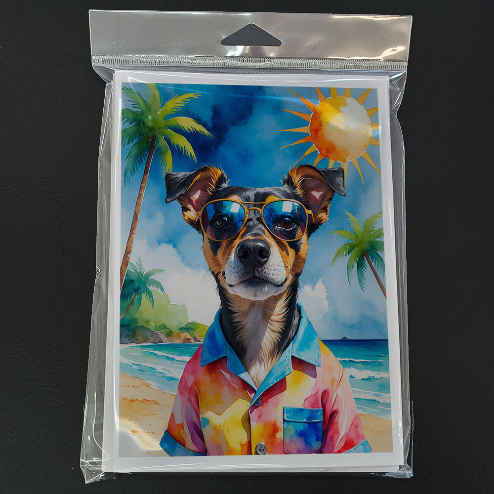 Miniature Pinscher Summer Beach Time Greeting Cards Pack of 8 Blank Cards with Envelopes Whimsical A7 Size 5x7