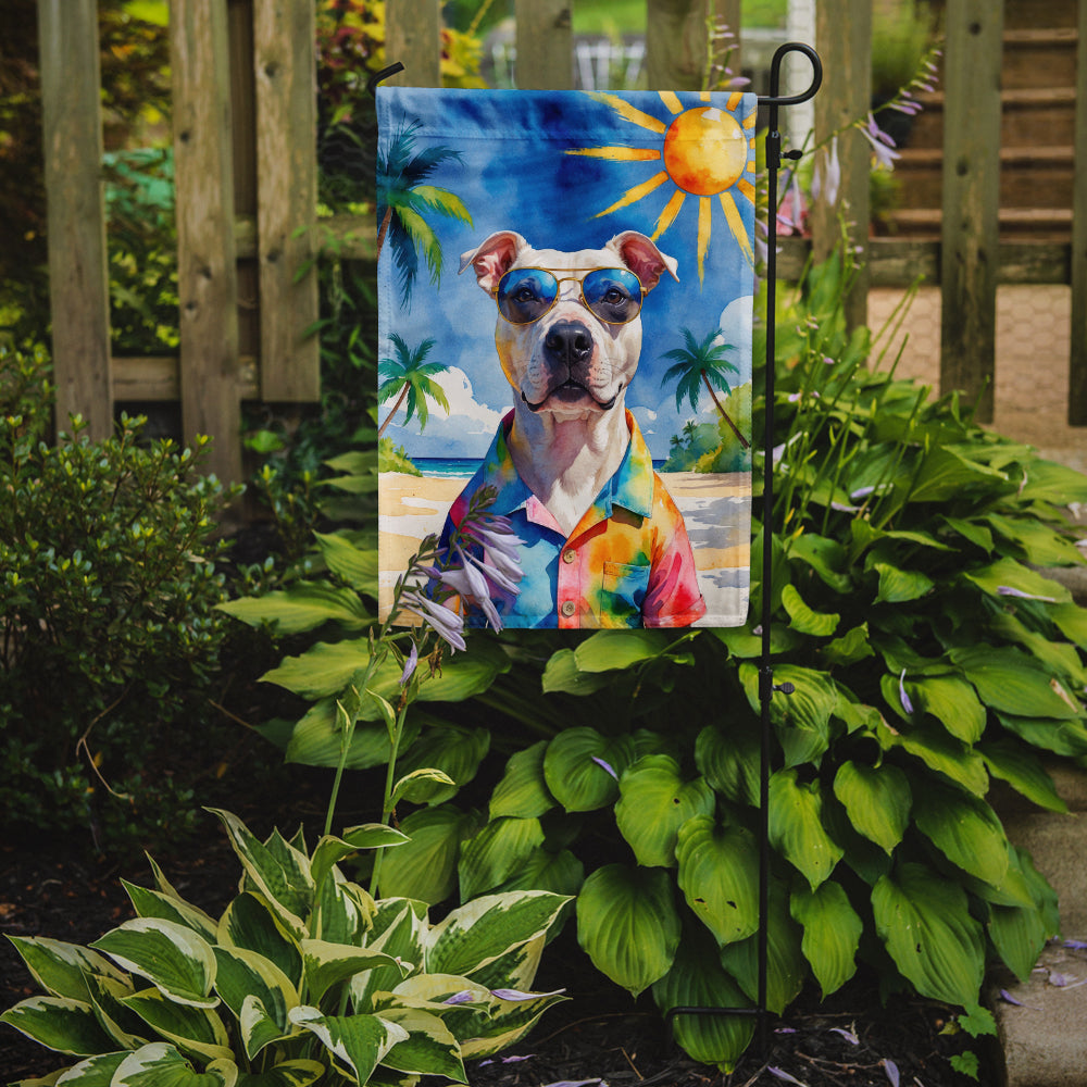 Pit Bull Terrier Summer Beach Time Garden Flag Mailbox Decorative Yard Banner Outside Patio Artwork for Flower Beds, Garden Size, Multicolor