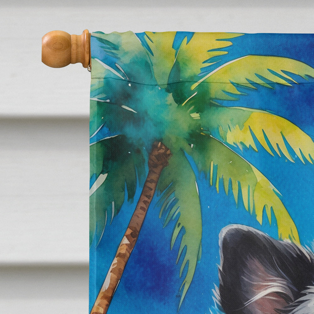 Pomeranian Summer Beach Time House Flag 28x40 Porch Sleeve Pole Decorative Outside Yard Banner Artwork Wall Hanging, Polyester