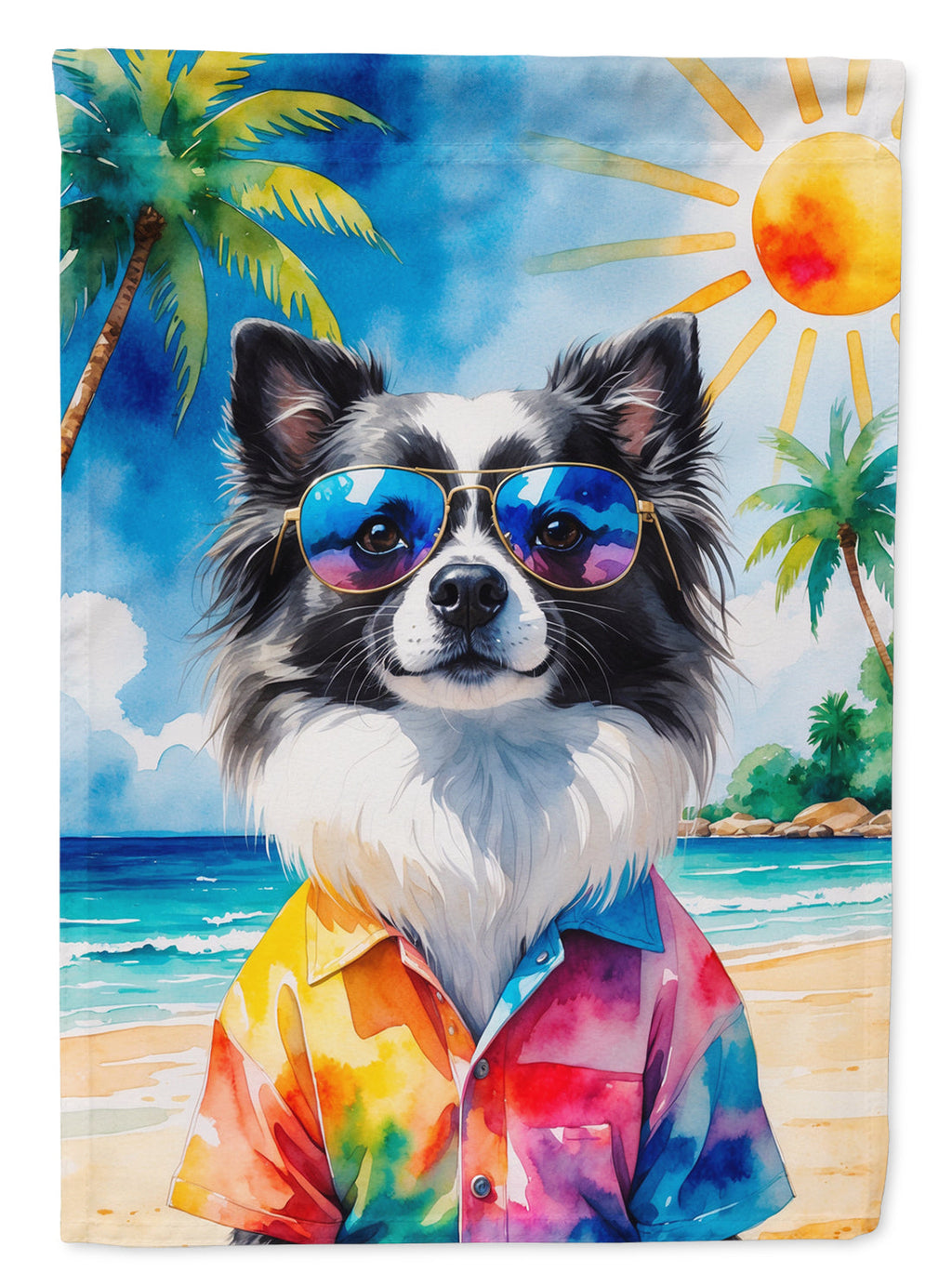 Pomeranian Summer Beach Time Garden Flag Mailbox Decorative Yard Banner Outside Patio Artwork for Flower Beds, Garden Size, Multicolor