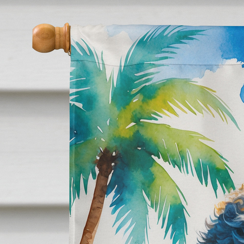 Black Poodle Summer Beach Time House Flag 28x40 Porch Sleeve Pole Decorative Outside Yard Banner Artwork Wall Hanging, Polyester
