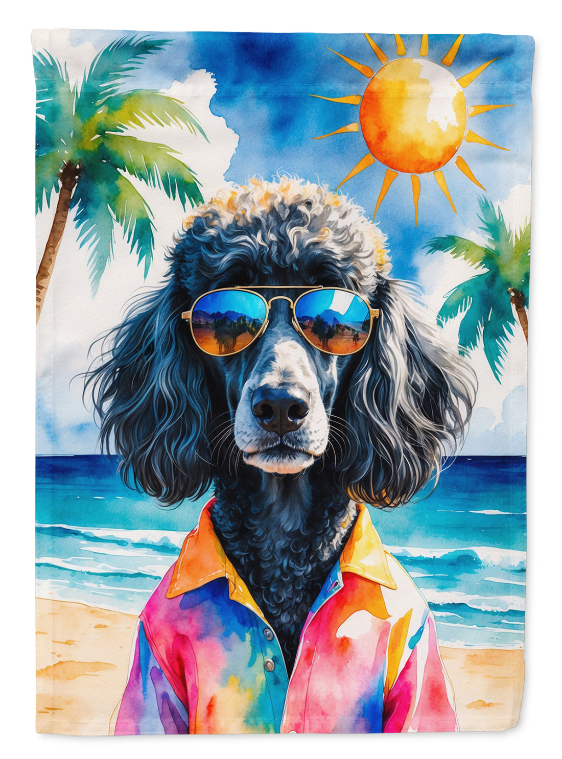 Black Poodle Summer Beach Time Garden Flag Mailbox Decorative Yard Banner Outside Patio Artwork for Flower Beds, Garden Size, Multicolor