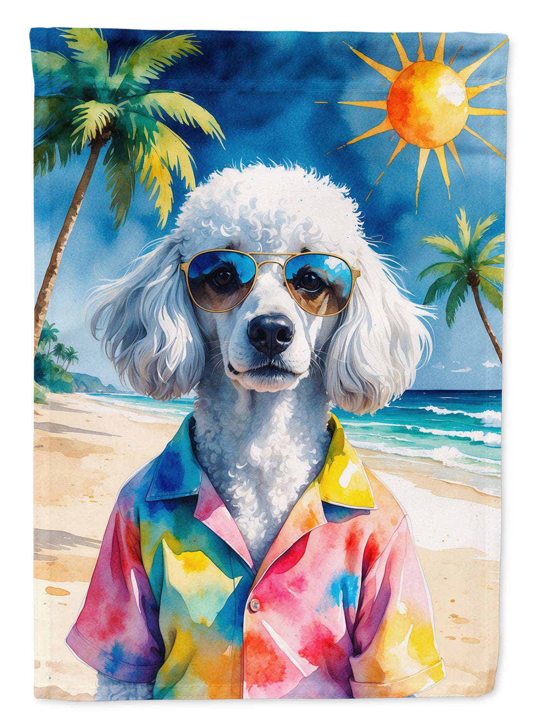 White Poodle Summer Beach Time Garden Flag Mailbox Decorative Yard Banner Outside Patio Artwork for Flower Beds, Garden Size, Multicolor