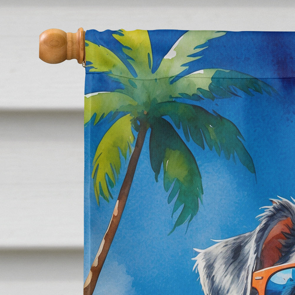 Schnauzer Summer Beach Time House Flag 28x40 Porch Sleeve Pole Decorative Outside Yard Banner Artwork Wall Hanging, Polyester