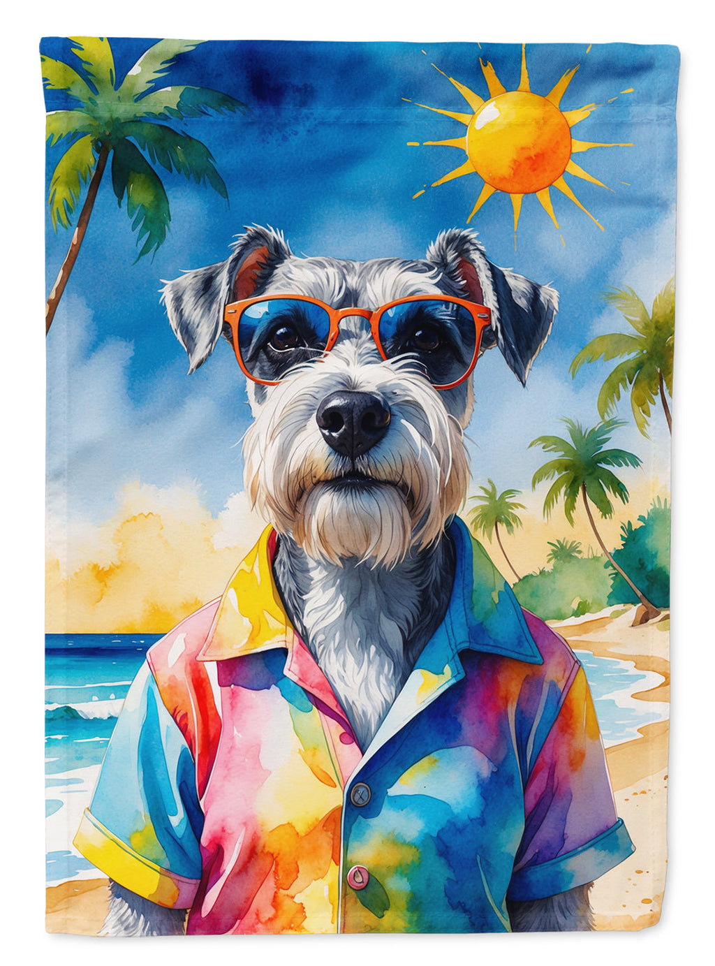 Schnauzer Summer Beach Time Garden Flag Mailbox Decorative Yard Banner Outside Patio Artwork for Flower Beds, Garden Size, Multicolor