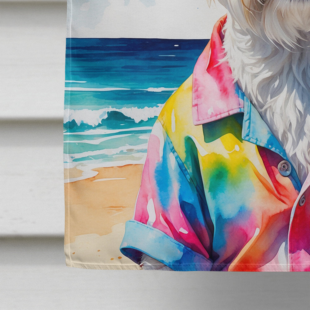 Westie Summer Beach Time House Flag 28x40 Porch Sleeve Pole Decorative Outside Yard Banner Artwork Wall Hanging, Polyester