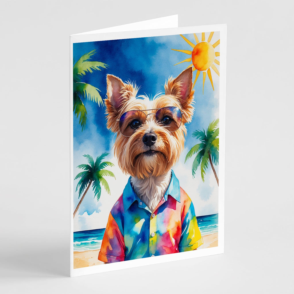 Yorkshire Terrier Summer Beach Time Greeting Cards Pack of 8 Blank Cards with Envelopes Whimsical A7 Size 5x7
