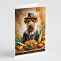 Airedale Terrier Thanksgiving Greeting Cards Pack of 8 Blank Cards with Envelopes Whimsical A7 Size 5x7