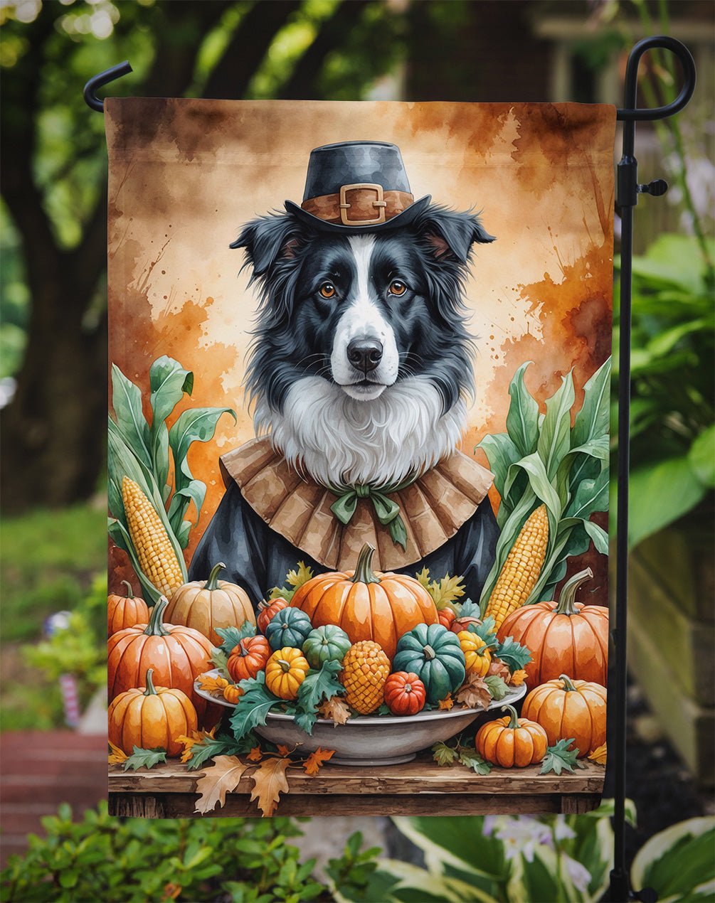 Border Collie Thanksgiving Garden Flag Mailbox Decorative Yard Banner Outside Patio Artwork for Flower Beds, Garden Size, Multicolor