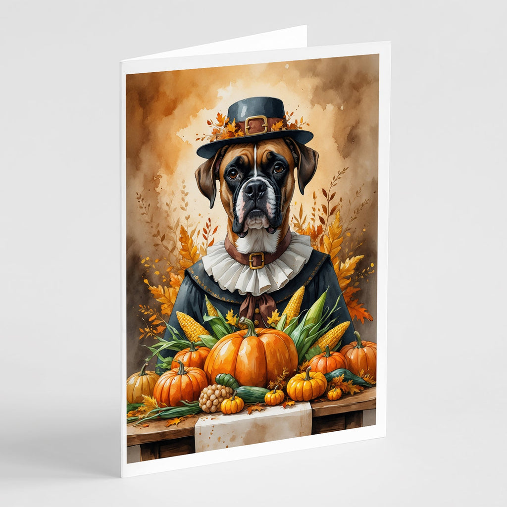 Boxer Thanksgiving Greeting Cards Pack of 8 Blank Cards with Envelopes Whimsical A7 Size 5x7