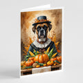 Boxer Thanksgiving Greeting Cards Pack of 8 Blank Cards with Envelopes Whimsical A7 Size 5x7