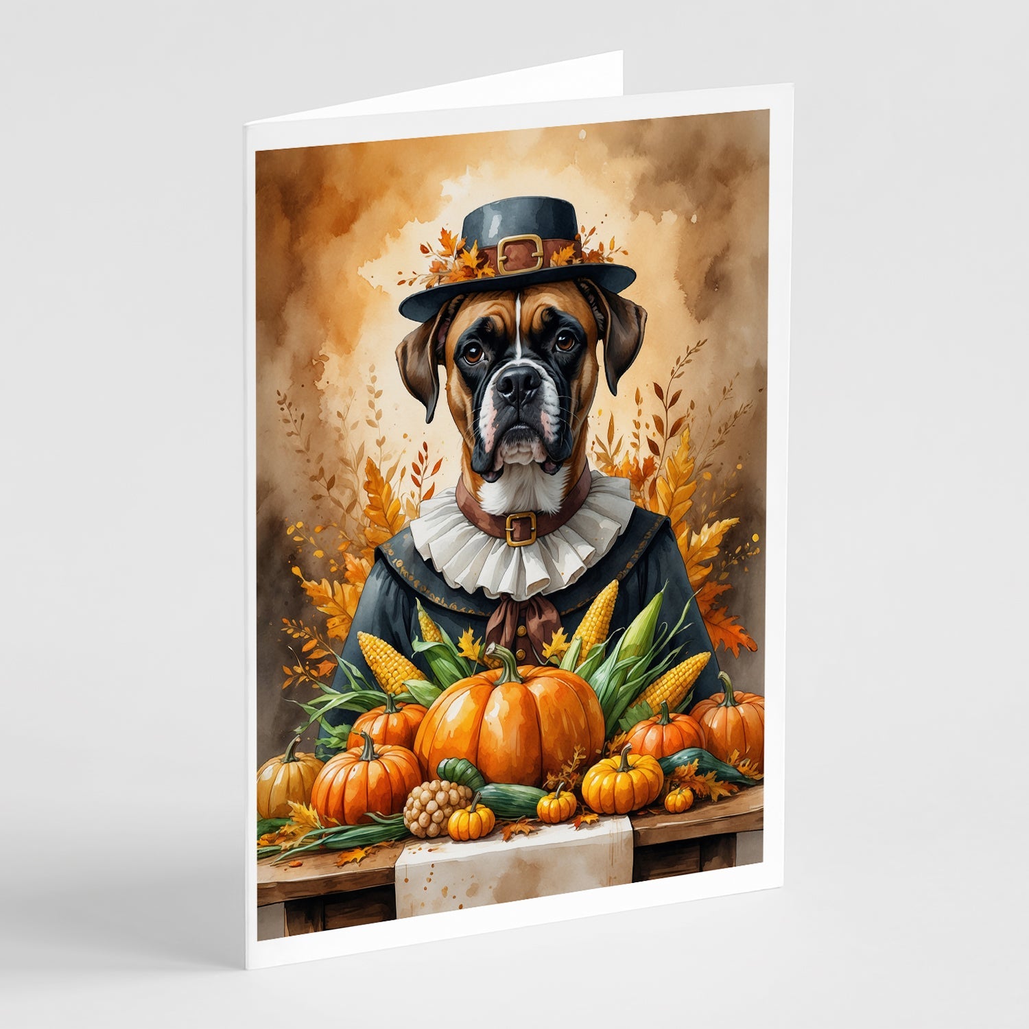 Boxer Thanksgiving Greeting Cards Pack of 8 Blank Cards with Envelopes Whimsical A7 Size 5x7