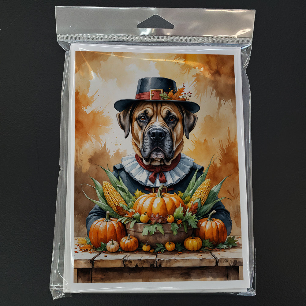 Bullmastiff Thanksgiving Greeting Cards Pack of 8 Blank Cards with Envelopes Whimsical A7 Size 5x7