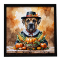 Bullmastiff Thanksgiving Framed Metal Print Bathroom, Kitchen, Office, Home Decor Wall Art Ready to Hang, Square, 8X8