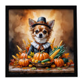 Chihuahua Thanksgiving Framed Metal Print Bathroom, Kitchen, Office, Home Decor Wall Art Ready to Hang, Square, 8X8