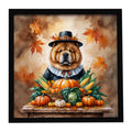 Chow Chow Thanksgiving Framed Metal Print Bathroom, Kitchen, Office, Home Decor Wall Art Ready to Hang, Square, 8X8