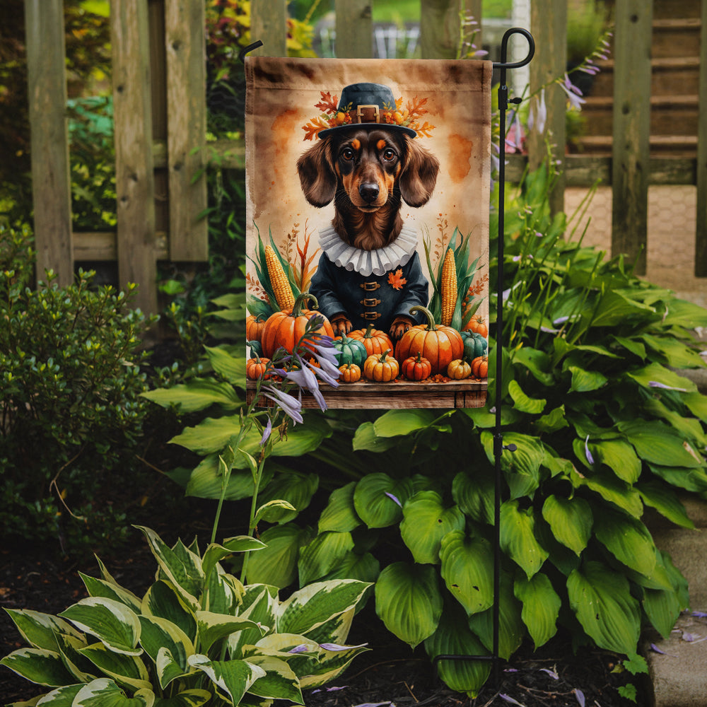 Chocolate Dachshund Thanksgiving Garden Flag Mailbox Decorative Yard Banner Outside Patio Artwork for Flower Beds, Garden Size, Multicolor