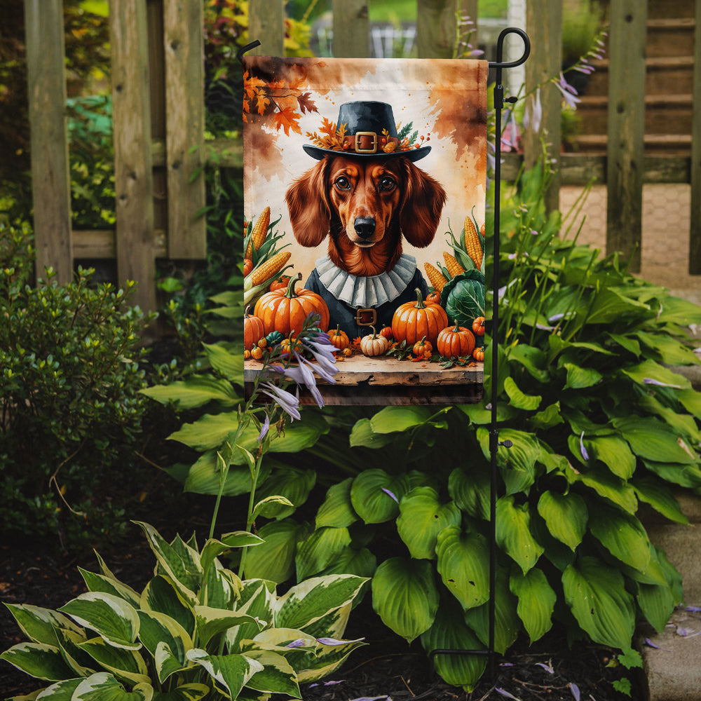 Red Brown Dachshund Thanksgiving Garden Flag Mailbox Decorative Yard Banner Outside Patio Artwork for Flower Beds, Garden Size, Multicolor